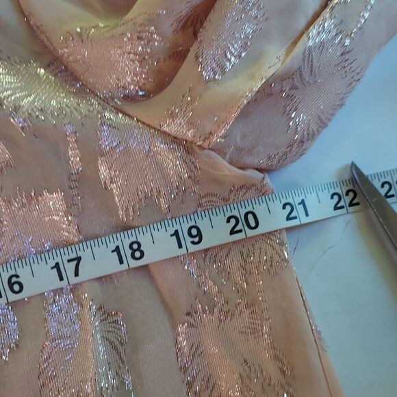 LILLY PULITZER Pink Becca Silk Metallic Palm Tree Split Sleeve Top Blouse Size M - Picture 11 of 13